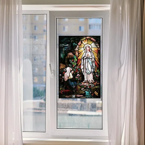 Vista 3 de Lámina para vitrales de la Virgen María de Lourdes (8.25 x 12.75 pulgadas)