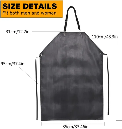 Vista 2 de Homsolver Delantal impermeable de goma gruesa, delantal ajustable para lavar platos, delantal de trabajo para cocinar, limpiar peces, jardinería