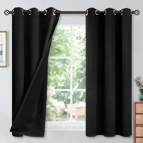 Vista 210 de YoungsTex - Cortinas blackout cortas, aislamiento térmico, ojales, oscurecen la habitación, privacidad, para cámper, sótano, cocina y baño, 2 Gris