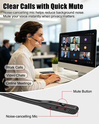Vista 3 de Auriculares inalámbricos con micrófono ENC con cancelación de ruido Negro