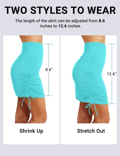 Vista 2 de Holipick Women's High Waisted Swim Skirt Tummy Control Ruched Drawstring Swimsuit Bottom with Built in Panty