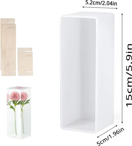 Vista 2 de Molde Rectangular de Resina de Silicona con Marco de Madera, Molde de Epoxi Reutilizable para Preservación de Flores DIY, Sujetalibros de Resina