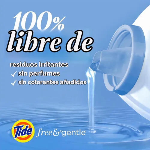 Vista 2 de Tide Free & Gentle - Detergente líquido suave para ropa, 64 cargas