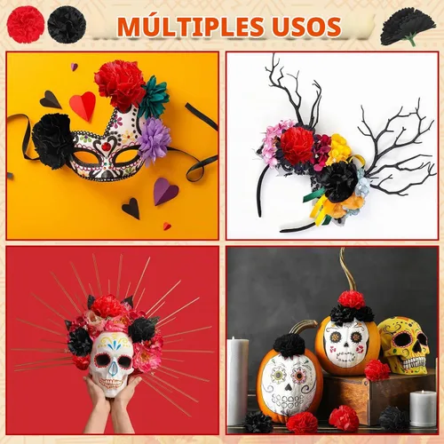 Vista 6 de Syhood 50 piezas de flores de caléndula del día de los muertos a granel