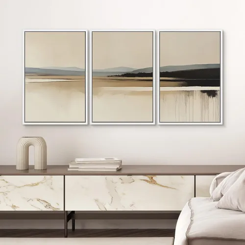 Vista 298 de SIGNWIN Lienzo enmarcado para pared, juego de arte de collage de hojas transparentes en blanco y negro, ilustraciones de naturaleza silvestre, arte