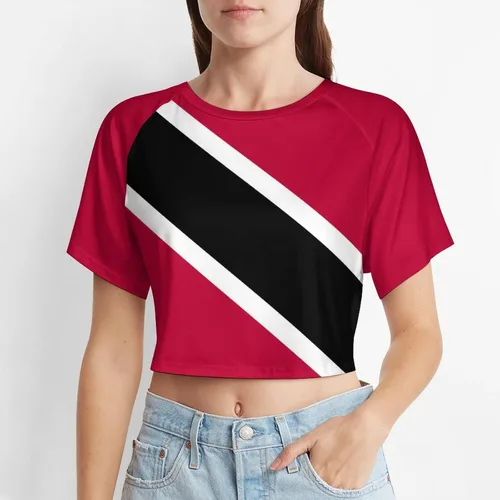 Vista 2 de Camiseta de manga corta con la bandera de Venezuela para mujer, sexy, de cintura alta, expuesta, para el ombligo, para el verano