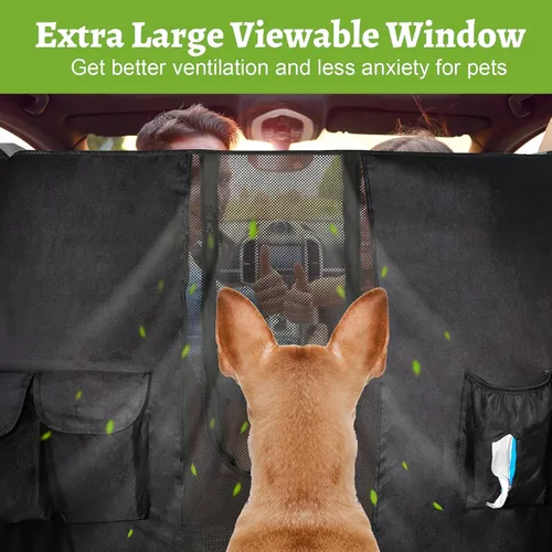 Vista 3 de Barrera de red para automóvil para SUV, barrera para mascotas con cuerda ajustable y bolsa de almacenamiento, barrera de valla para perros