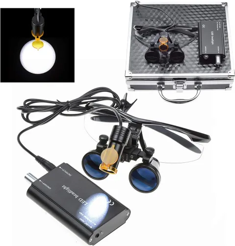 Vista 3 de Global 3.5X lupas de vidrio+5W lámpara de cabeza tipo clip en + caja de aluminio (negro)