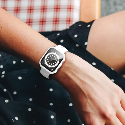 Vista 7 de Paquete de 10 fundas para Apple Watch Series 3/2/1 de 1.496 pulgadas con protector de pantalla de vidrio templado, alta definición, resistente a
