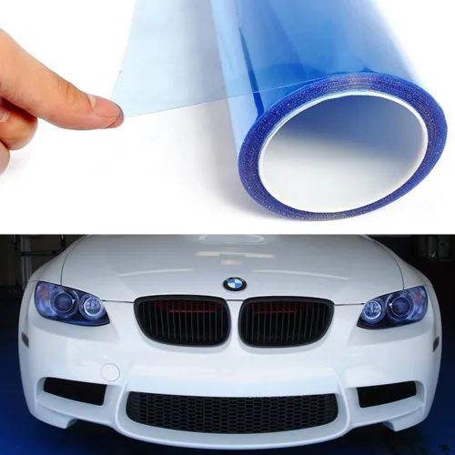 Vista 3 de Película de vinilo tintado autoadhesivo de 12 por 48 pulgadas para luces delanteras, traseras, de niebla, Transparente