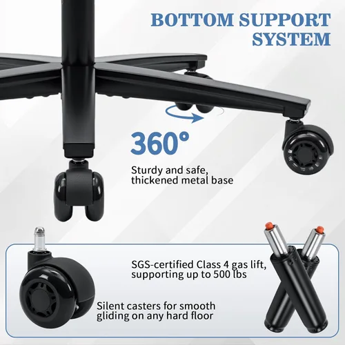 Vista 8 de HOFFREE Silla de oficina grande y alta de 500 libras con soporte lumbar Negro