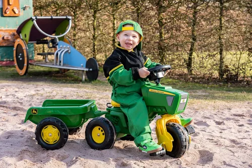 Vista 7 de Rolly Toys John Deere Trac de 3 ruedas con remolque para montar en el remolque, verde/amarillo (52769)