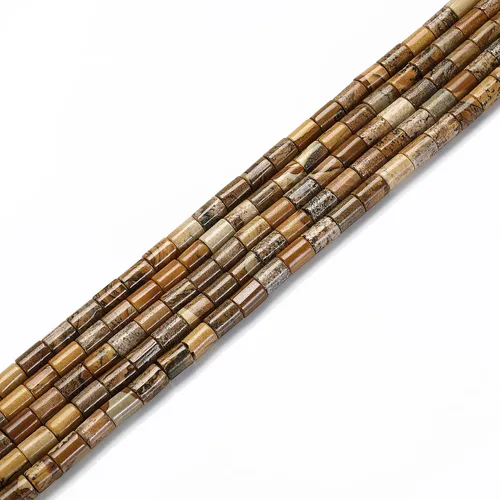 Vista 2 de JM Design Granos de tubo cilíndrico liso de jaspe natural tamaño 0.236x0.315 in 15.5 '' hebra para la fabricación de joyas