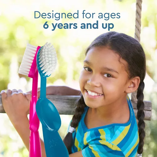 Vista 3 de RADIUS Kidz - Cepillo de dientes para niños de 6 años en adelante, sin BPA, aceptado por la ADA, diseñado para limpiar dientes y encías para niños
