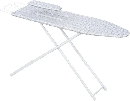 Vista 8 de Tabla de planchar plegable de 43 x 13 pulgadas, tabla de planchar de altura ajustable con cubierta resistente al calor y soporte de plancha, tabla