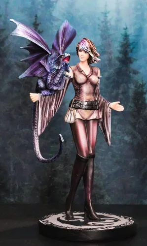 Vista 7 de Ebros Gift Fantasía Mitos y Leyendas Dragón Entrenador Guerrero Princesa Hada con Joven Dragonling Figura Edad de Dragones y Mazmorras Decoración