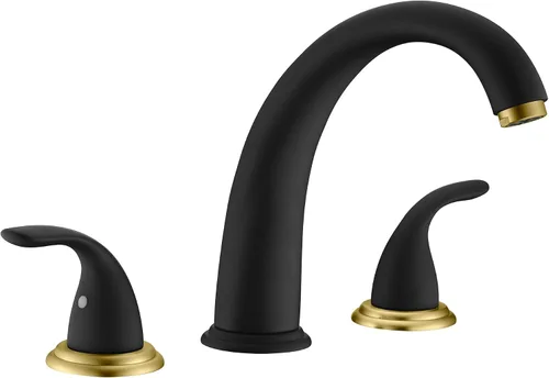 Vista 12 de SUMERAIN Grifo de bañera romana de baño de 2 asas, negro y dorado