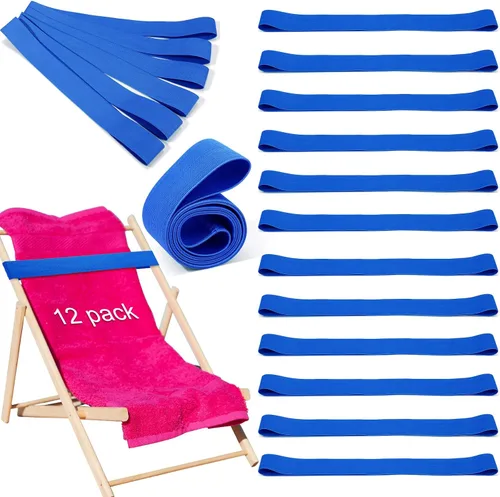 Vista 10 de Jexine 48 piezas de bandas de toalla de playa con clips resistentes al viento, bandas elásticas de playa a granel ligeras y elásticas para sillas