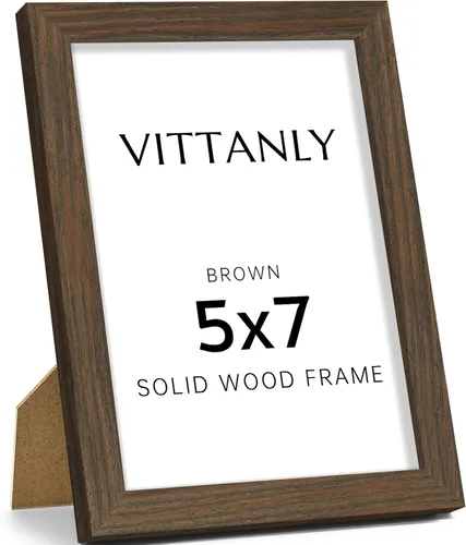 Vista 80 de Vittanly - Marco de fotos de 4 x 6 pulgadas de madera maciza con plexiglás, incluye paspartú de 3,5 x 5, para colgar en la pared o poner sobre una