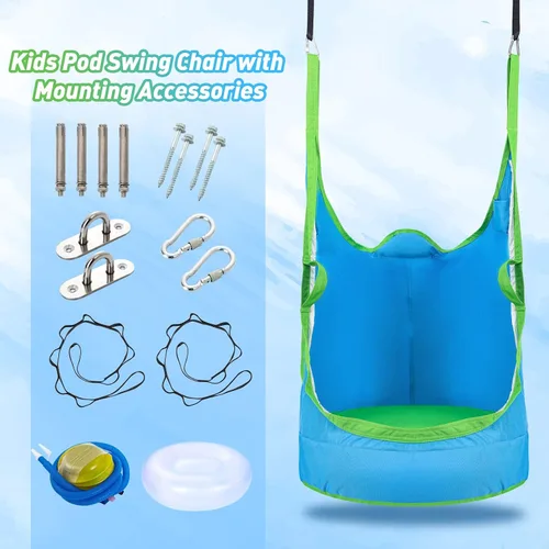 Vista 7 de Silla Columpio Colgante Mejorada para Niños, Silla Hamaca Colgante para Niños con Luces LED, Asiento Columpio Colgante de Tela Oxford 900D para Azul