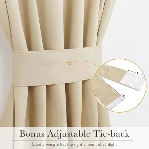 Vista 5 de PONY DANCE Persianas para puertas – Paneles opacos para tratamiento de ventanas, cortinas sólidas de alta resistencia con bolsillo para barra