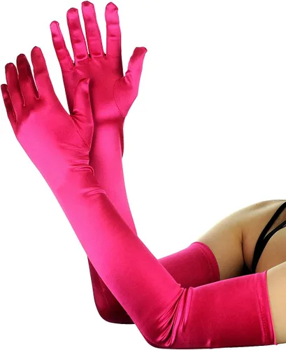 Vista 15 de NYFASHION101 Guantes largos clásicos de satén de longitud ópera para mujer 16BL Negro
