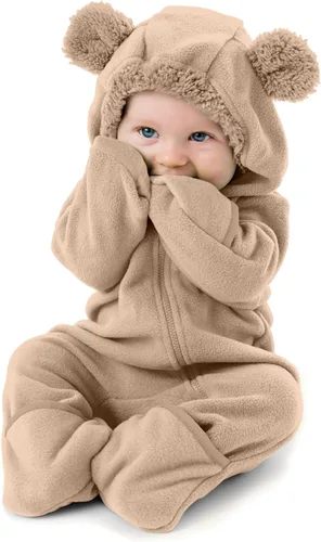 Vista 19 de Enterizo de vellón para bebé, rómper de una sola pieza con capucha para niños, ropa para exteriores, chaqueta infantil