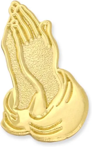 Vista 3 de PinMart's Gold Color Plated Praying Hands Religious Lapel Pin