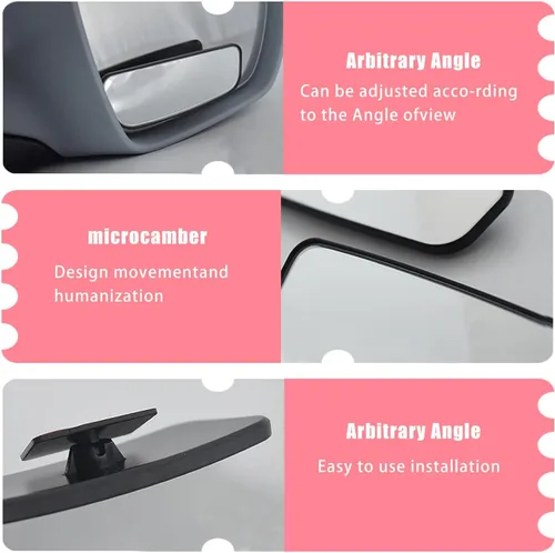 Vista 3 de Pack-2 HD Espejo Convexo de Ángulo Amplio, 3.74" x 1.41" Espejo Rectangular Curvado para Punto Ciego, Herramienta de Ayuda de Estacionamiento
