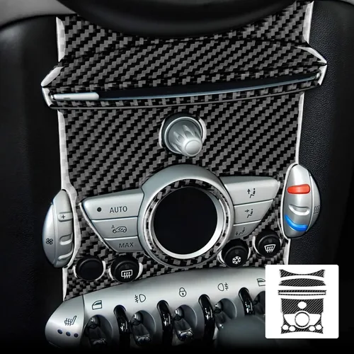 Vista 8 de AIRSPEED Para Mini R55 R56 R57 Control Central AC Panel Cubierta de Panel de Botón de Fibra de Carbono Adhesivo Decoración Interior Trim para Mini
