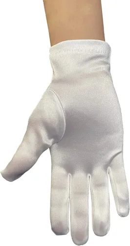 Vista 4 de Guantes de Primera Comunión Rosa Princesa para Niñas Diseño Cruz Rhinestone para Primera Comunión