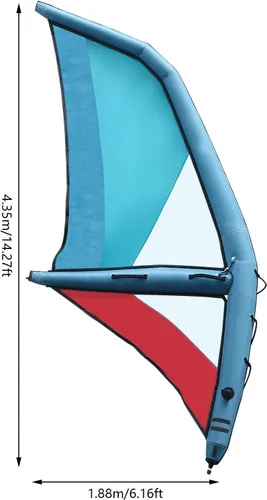 Vista 5 de Vela inflable profesional, tela Oxford Windsurf 45.21 pies ², rotación de base de 360° con bomba inflable para tabla de remo