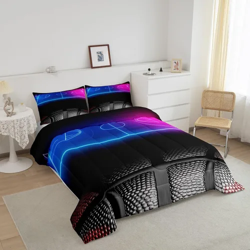 Vista 41 de Juego de ropa de cama de baloncesto para niños y adolescentes, juego de edredón deportivo para niños, tamaño matrimonial, suave, ligero, decoración