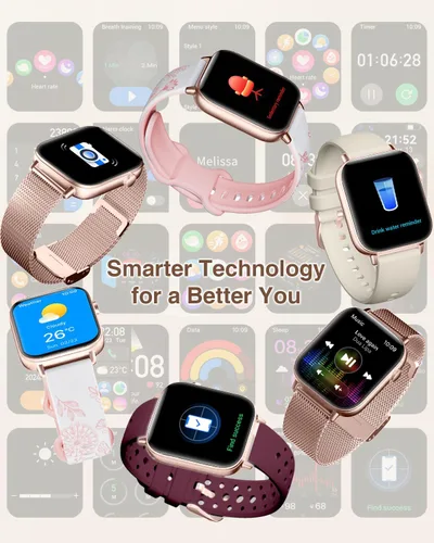 Vista 7 de Relojes inteligentes para mujer con llamadas Bluetooth, 4 bandas de 1.83 pulgadas, reloj de fitness para iPhone, Android, rastreador de actividad