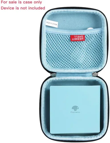 Vista 2 de Hermitshell Funda de viaje para impresora de bolsillo Phomemo M02 / Phomemo M02 Pro/Phomemo M02S (negro exterior + interior azul claro)