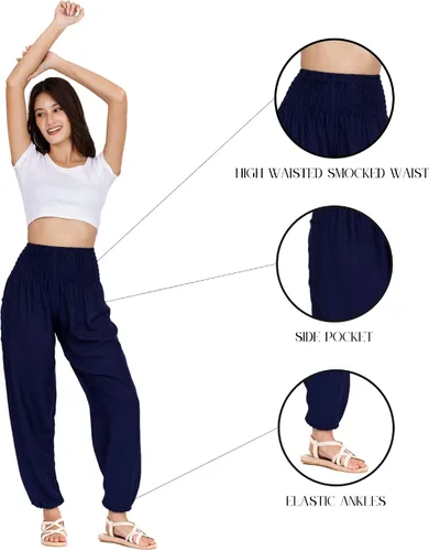 Vista 3 de LOFBAZ - Pantalones Harem de Yoga para Mujer S-4XL, Hippie Boho, Pijamas de Playa, Estampados Plus