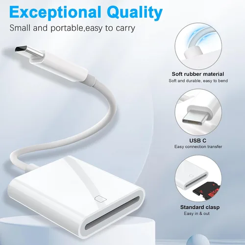Vista 4 de Lector de tarjetas SD USB C para iPhone, lector de tarjetas de memoria USB-C USB C a SD, adaptador de cámara de juego Trail para 15/iPad/MacBook