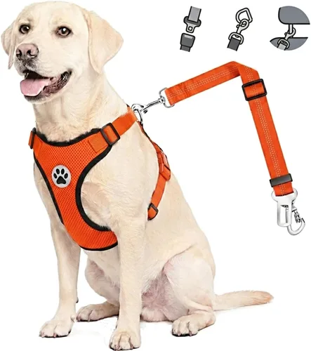 Vista 9 de Lukovee Cinturón de seguridad para perro para el coche, arnés de coche ajustable para perros grandes, medianos y pequeños, cinturón de seguridad