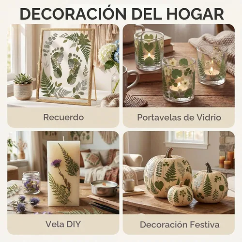 Vista 6 de LUXEEASE Hojas prensadas secas 84P, verde terroso Verde Natural 84p