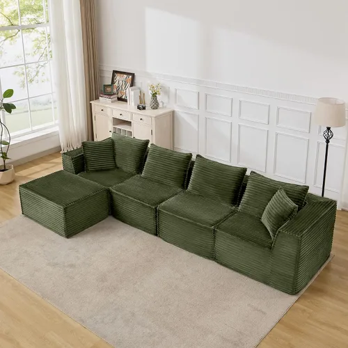Vista 13 de Sofá modular modular de 107 pulgadas, moderno sofá seccional Cloud con asiento profundo, sofá deshuesado en forma de L con diván para sala de estar