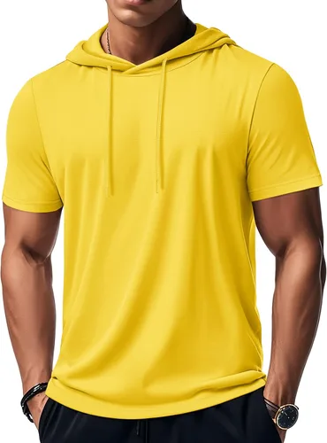 Vista 55 de MAGCOMSEN Sudadera con capucha de algodón de manga corta para hombre, sudadera ligera con capucha