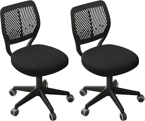 Vista 7 de JPBSTO Silla de escritorio sin brazos, silla giratoria de oficina ajustable con cojín acolchado de malla suave, silla ergonómica pequeña para Todo
