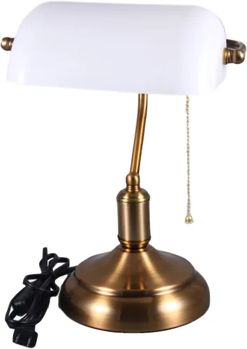 Vista 7 de Lámpara de escritorio de estilo retro, lámpara de escritorio con base de latón, pantalla de vidrio verde, lámpara de escritorio para banqueros