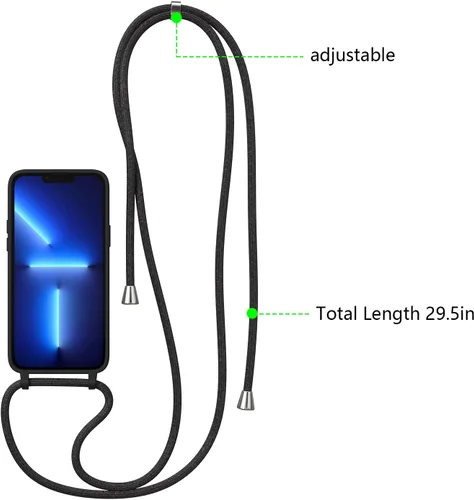 Vista 3 de ZTOFERA Funda cruzada para iPhone 14 Pro con correa de cordón, cuerda ajustable, funda suave de silicona líquida para iPhone 14 Pro de 6.1 pulgadas