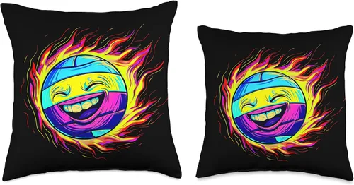 Vista 3 de Funny Streetwear synthwave 80s 90s volleyball face player Throw Pillow