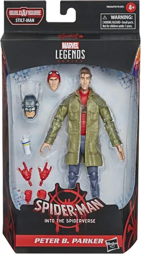 Vista 2 de Spider Man de Hasbro Marvel Legends Series, Into The Spider-Verse. Figura de acción coleccionable de Peter B. Parker de 6 pulgadas, juguete