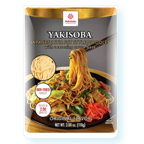 Vista 4 de Hakubaku Fideos japoneses estilo salteado - YAKISOBA (sabor original, paquete de 6)