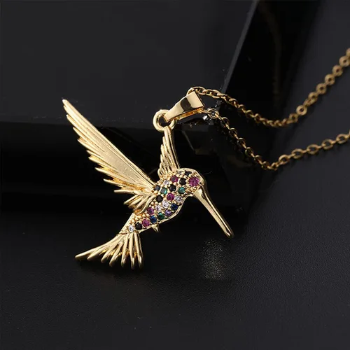 Vista 8 de Lindo collar con colgante de oro de animal para mujer, cadena de eslabones delicados, circonita cúbica brillante, regalos para parejas y familiares