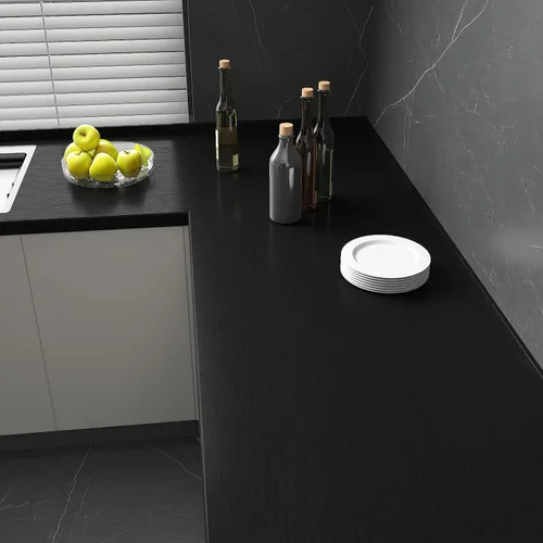 Vista 4 de CHIHUT Papel adhesivo de acero inoxidable negro cepillado, para encimeras de vinilo impermeable para refrigerador, autoadhesivo, extraíble, aspecto