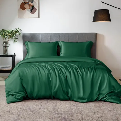 Vista 13 de THXSILK Juego de funda de edredón de seda de 4 piezas, sábanas de seda, juegos de cama de lujo, ultra suave, lavable a máquina, duradera, 100% seda